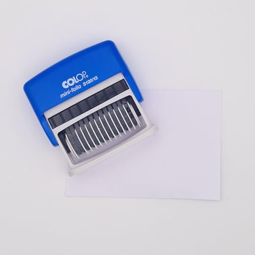 COLOP S120/13 Numbering Stamp, Blue - Self-Inking 13-Digit Adjustable Stamp for Office and Home Use