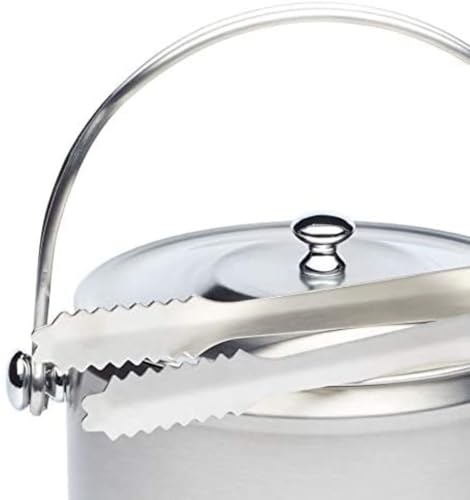 BarCraft Stainless Steel Ice Bucket with Lid and Tongs - Stylish and Functional Ice Container for Cocktails and Drinks