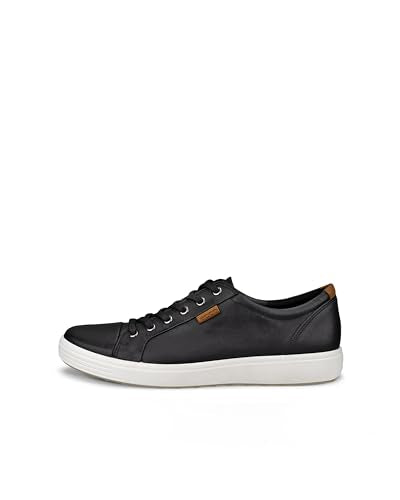 ECCO SOFT 7 Men's Low-Top Sneakers - Black (1001Black), 8 UK (42 EU), Premium Leather Athletic Shoes for Men