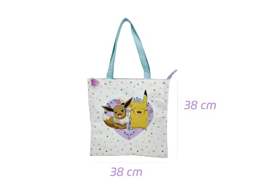 CyP Brands Pokémon Flower Print Fabric Shopping Bag (Official Licensed Product)