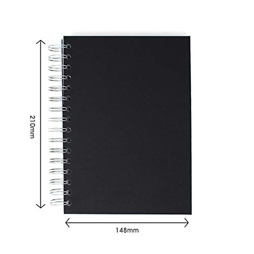 Artway Studio Spiral Bound A5 Sketchbook - 170gsm Cartridge Paper, 48 Pages, Black Hardback, Silver Wiro Binding