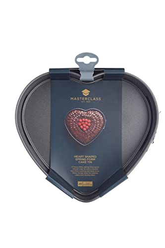 MasterClass 22.5 cm Heart Shaped Cake Tin with Loose Base, Springform Clasp & Quantum II Non-Stick Coating