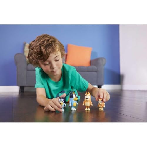 Bluey Family 4-Pack Figurines - Poseable Characters for Imaginative Play