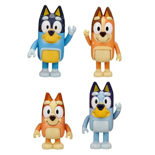 Bluey Family 4-Pack Figurines - Poseable Characters for Imaginative Play