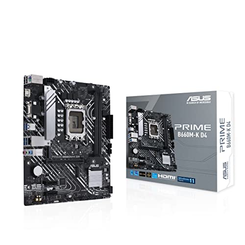 ASUS Prime B660M-K D4 Intel B660 LGA 1700 mATX Motherboard with PCIe 4.0, Dual M.2 Slots, and Enhanced Cooling