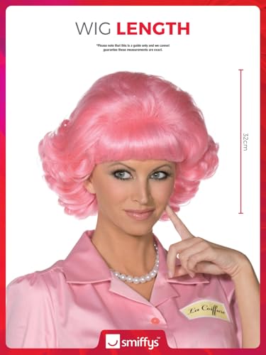 Smiffys Grease Frenchy Short Curly Pink Wig (42127)