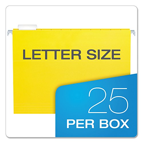 Pendaflex 81606EE Recycled Hanging Folders, Letter Size, Yellow, 1/5 Cut, 25/BX - Eco-Friendly Office Filing Solution