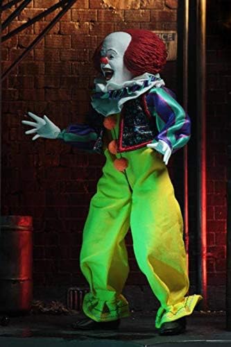 Pennywise 1990 Retro 8-Inch Clothed Action Figure - Tim Curry Edition, Collectible Horror Figure