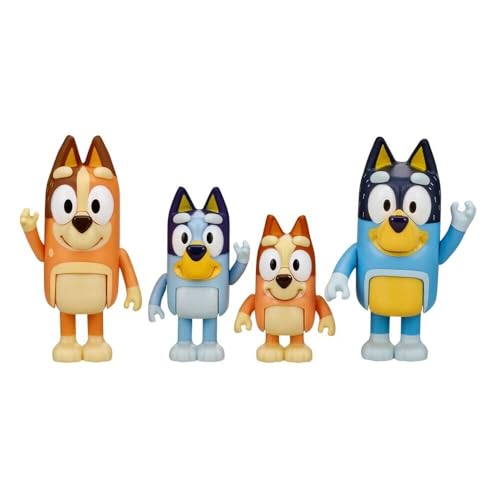 Bluey Family 4-Pack Figurines - Poseable Characters for Imaginative Play