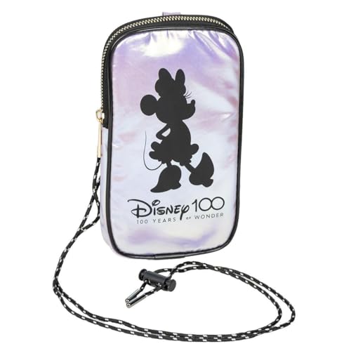 Bolso Porta Móvil Moda Iridiscente Logo Disney 100