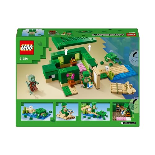LEGO Minecraft The Turtle Beach House - Building Set with Turtle Warrior, Drowned & Turtles for Kids 8+