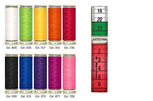 Gutermann Creativ Sewing Thread Set with 10 Spools Sew-All Thread 100m in Strong Colors