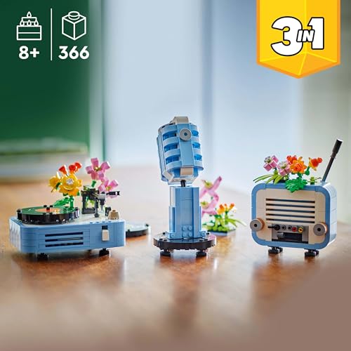 LEGO Creator 3in1 Record Player with Flowers Building Set - Rebuilds into Radio or Microphone, 366 Pieces