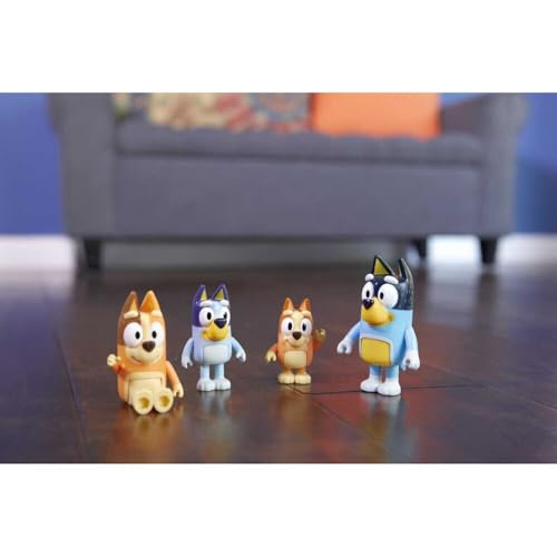 Bluey Family 4-Pack Figurines - Poseable Characters for Imaginative Play