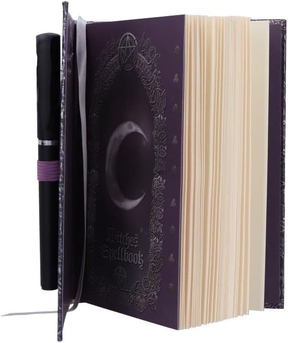 Nemesis Now Witches Spell Book with Pen Journal 18cm Purple