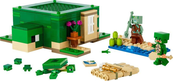 LEGO Minecraft The Turtle Beach House - Building Set with Turtle Warrior, Drowned & Turtles for Kids 8+