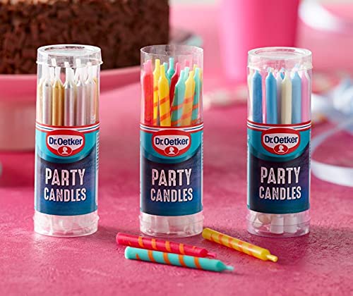 Dr. Oetker Party Candles - Assorted Pastel Colored Candles with Holders