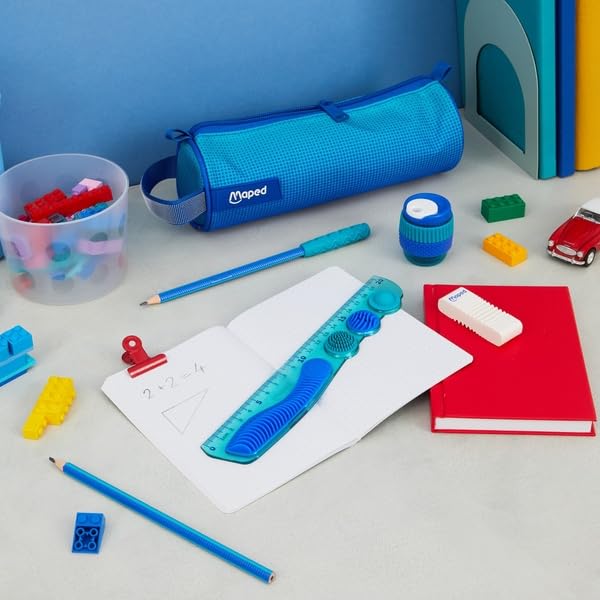 Maped Kidy Learn Concentration 4-Piece School Set - Ruler, Pencil Sharpener, Eraser, Graphite Pencil