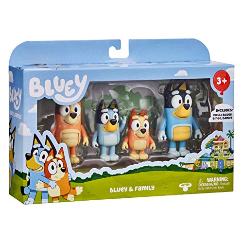Bluey Family 4-Pack Figurines - Poseable Characters for Imaginative Play