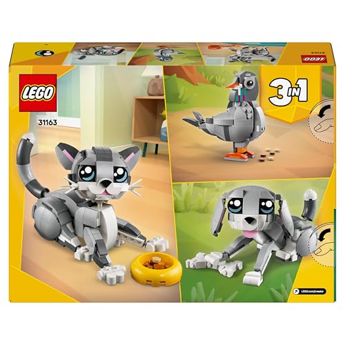 LEGO Creator 3in1 Playful Cat Toy - Buildable Cat, Dog & Pigeon Models for Ages 8+