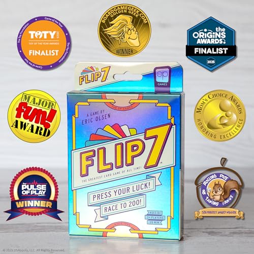 USAopoly Flip 7 Party Card Game for 3+ Players, Ages 8+, 20-Minute Play Time