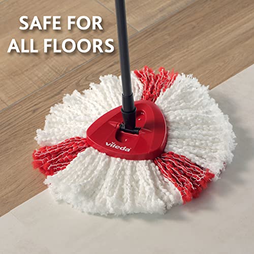 Vileda - EasyWring and Clean Turbo 2-in-1 Microfibre Mop Refill Head, White/Red | Mop Refill