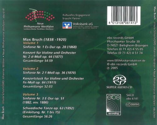 Max Bruch - Symphonies 1-3, Swedish Dances, Violin Concerto No. 2 & Konzertstück (Hybrid SACD) Audio CD