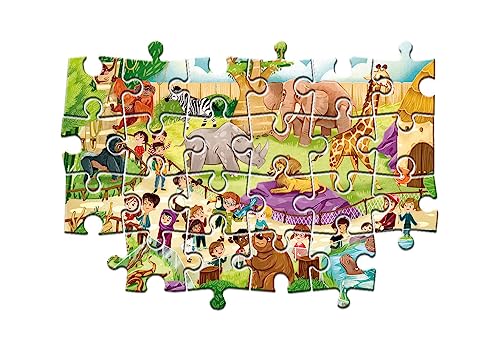 Clementoni Supercolor Puzzle - Zoo Animals - 2 x 60 Pieces for Kids Ages 5+