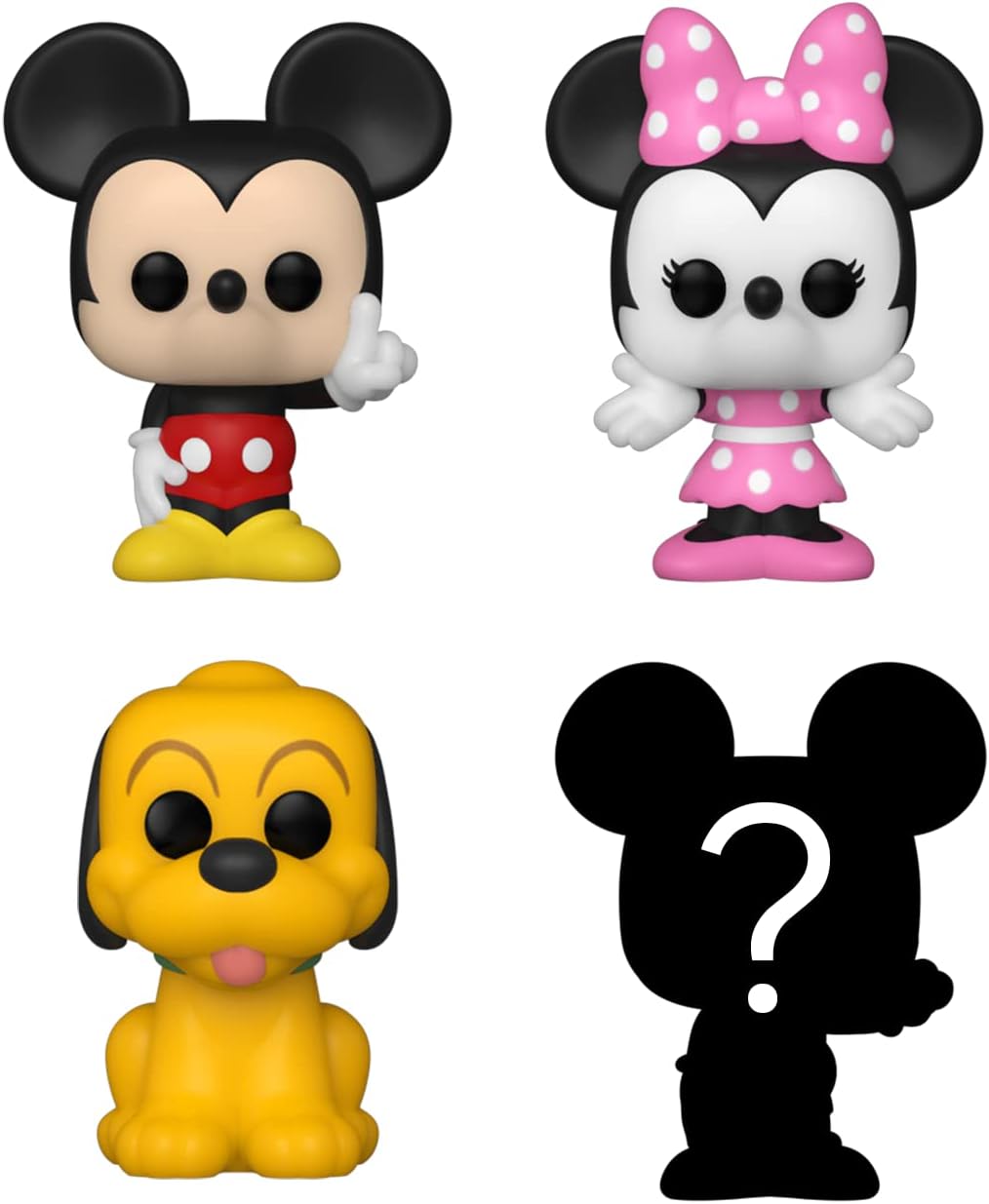 Funko Bitty POP! Disney - Mickey Mouse, Minnie Mouse (Pink Dress), Pluto, and Mystery Figure 4-Pack Vinyl Figures