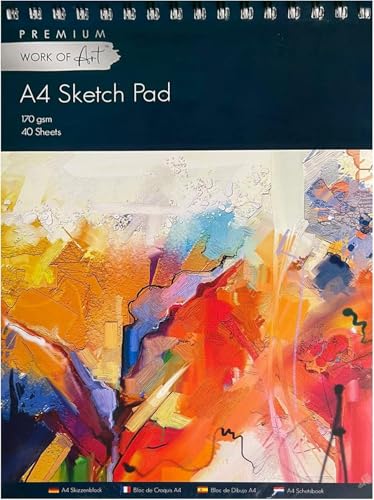 EasyNote A4 Artists Sketch Pad - 170gsm Cartridge Paper, 40 Sheets Spiral Bound