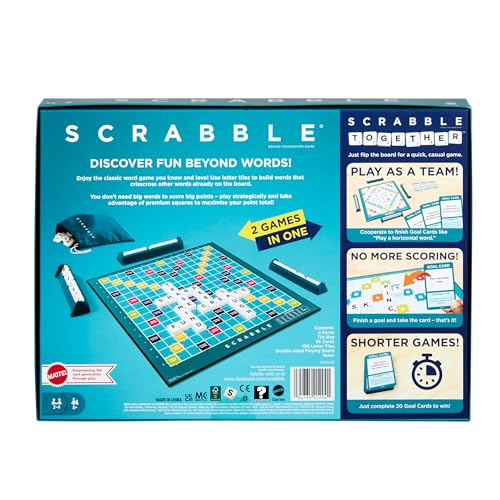 Mattel Scrabble Board Game, Family Word Game with Two Ways to Play (HWD43)