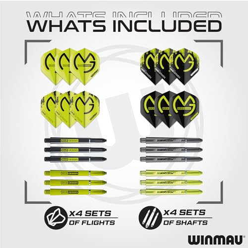 WINMAU Michael van Gerwen MvG Softip Gift Set - 50 Piece Darts Set with 4 Sets of Flights, Shafts, and Accessories