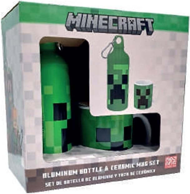 Kids Licensing Minecraft Aluminium Drinking Bottle and Cup Set, 500 ml (MC00015)