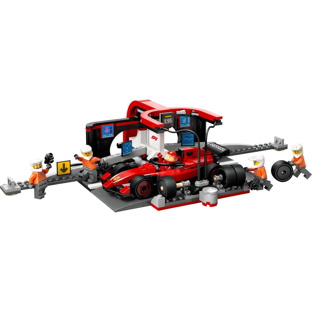 LEGO City F1 Pit Stop & Pit Crew with Ferrari Car Toy - 322-Piece Building Set for Ages 6+