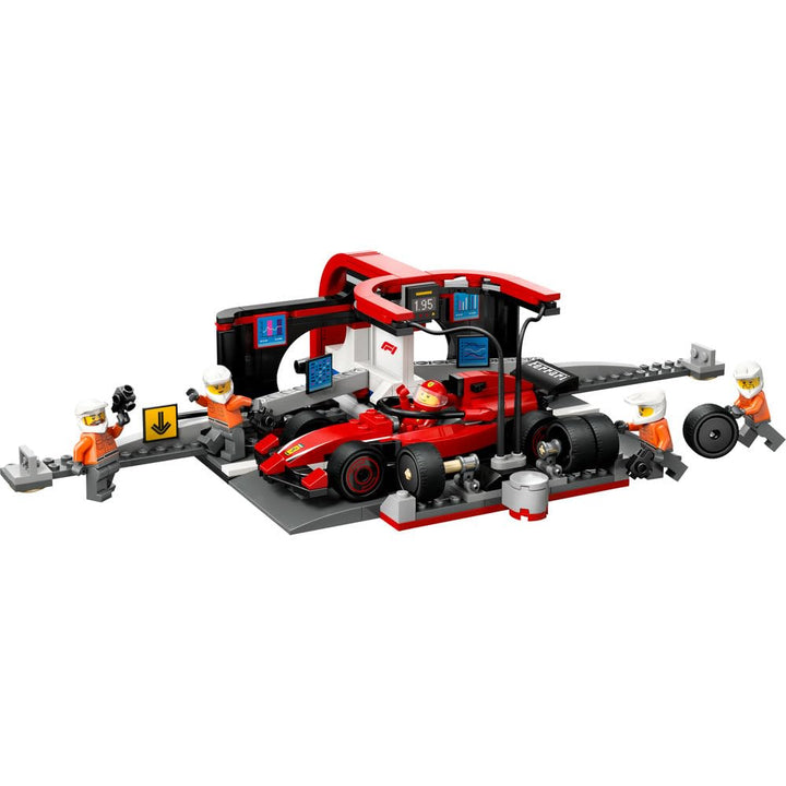 LEGO City F1 Pit Stop & Pit Crew with Ferrari Car Toy - 322-Piece Building Set for Ages 6+