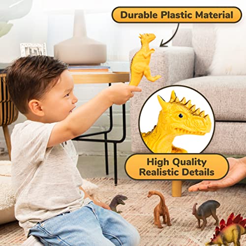 Prextex Realistic 10-inch Dinosaur Figures - 12-Pack Assorted Dinos for Kids Ages 3+ (YOUXIN TOYS FACTORY)