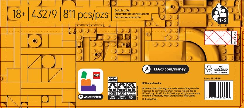 LEGO Disney Pixar WALL-E and EVE Building Set - 811-Piece Display Model for Adults
