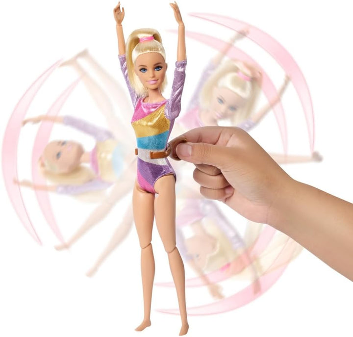 Barbie Gymnastics Doll Playset - Flipping Feature & 19-Piece Accessories for Kids 3+