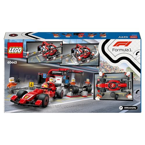 LEGO City F1 Pit Stop & Pit Crew with Ferrari Car Toy - 322-Piece Building Set for Ages 6+