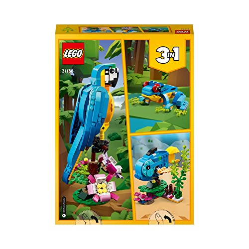 LEGO Creator 3 in 1 Exotic Parrot, Frog, and Fish Building Set - Ages 7+