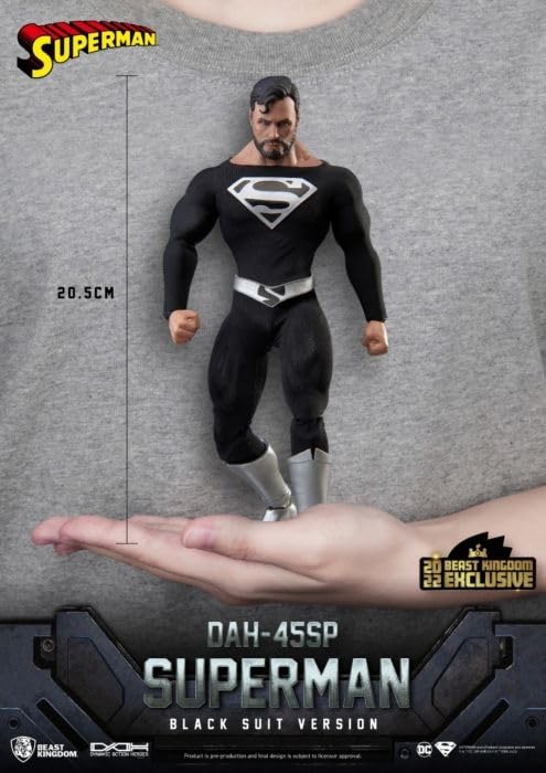 Beast Kingdom Superman Black Suit 1:9 Scale Action Figure - DC Comics Collectible for Ages 15+