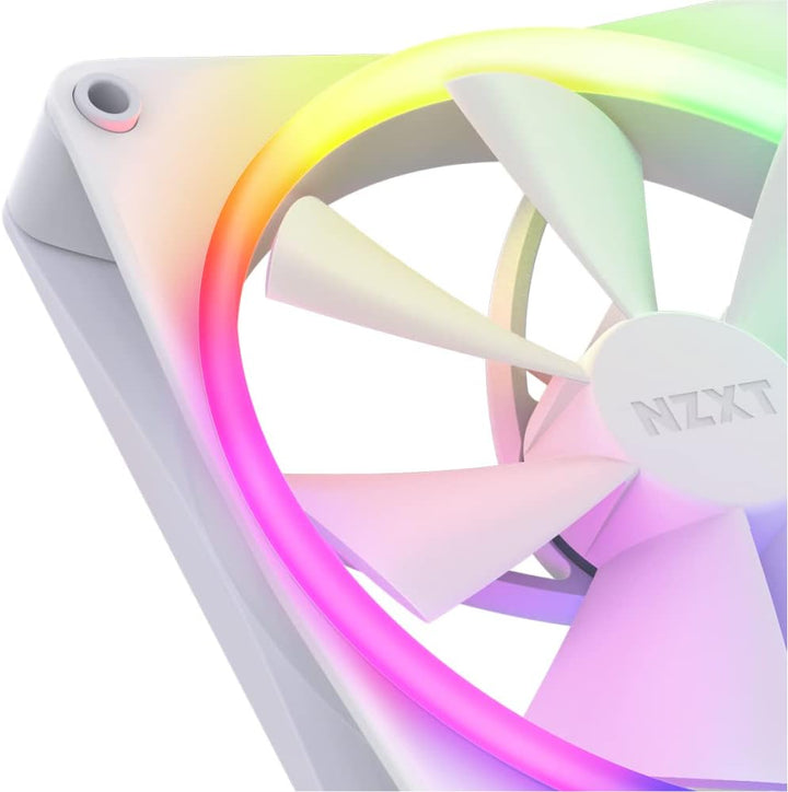 NZXT F140 RGB Fans - RF-R14DF-W1 - 140mm White RGB PC Cooling Fan with Customizable Lighting, Quiet Operation, and CAM-Powered Control