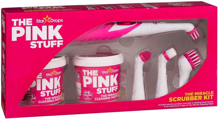 The Pink Stuff Sonic Scrubber Kit with Miracle Cleaning Paste and 4 Brush Heads