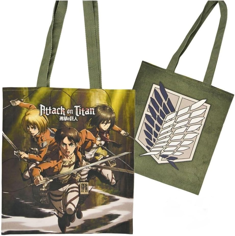 POPBUDDIES Attack on Titan Eren, Mikasa & Armin Shopping Bag (448/85174)