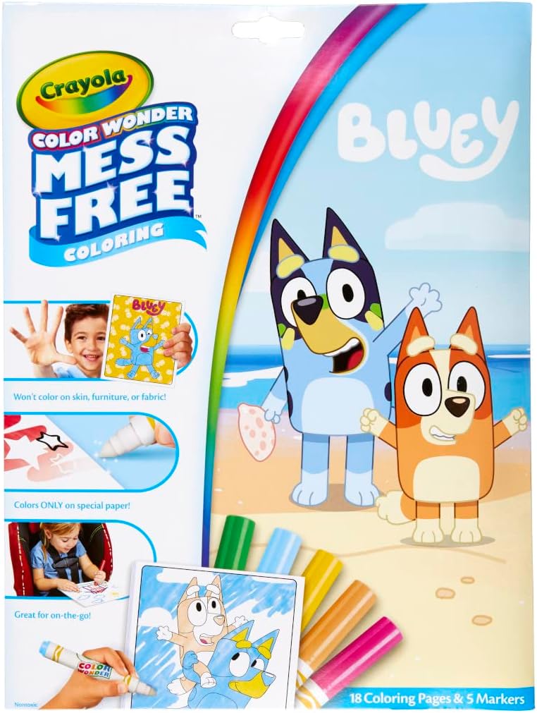 CRAYOLA - Bluey Colouring Mess-Free Book with 5 Markers