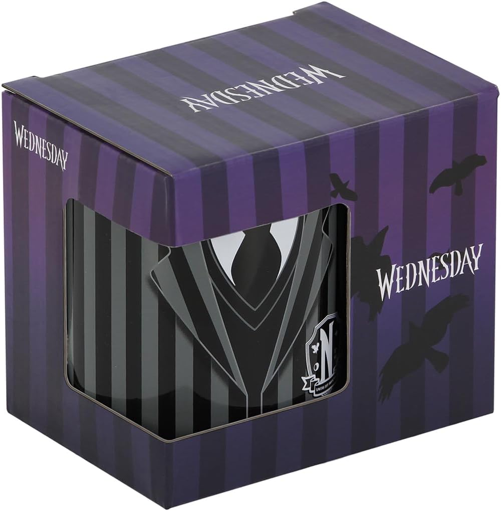 Wednesday Uniform Ceramic Mug - Black, 13 x 9.5 cm, Gift Box Included