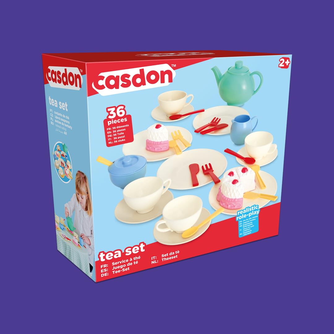 Casdon 33-Piece Tea Set - Pretend Play Toy for Ages 3+