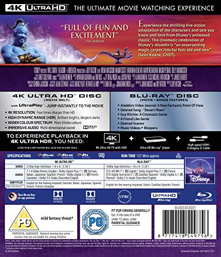 Aladdin (2019) - 4K Ultra HD + Blu-ray [Region Free] (Blu-ray)