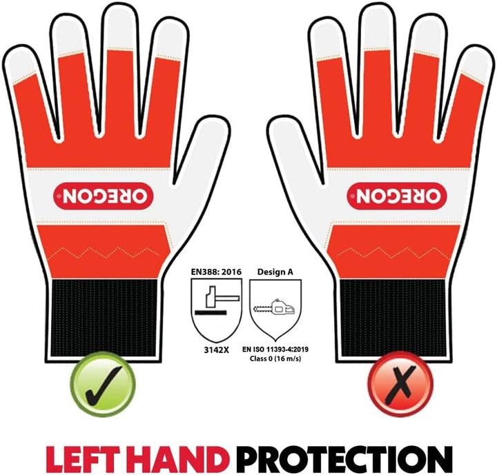 Oregon - Left-Hand Protection Leather Gloves Chainsaw Safety Gloves (91305L)