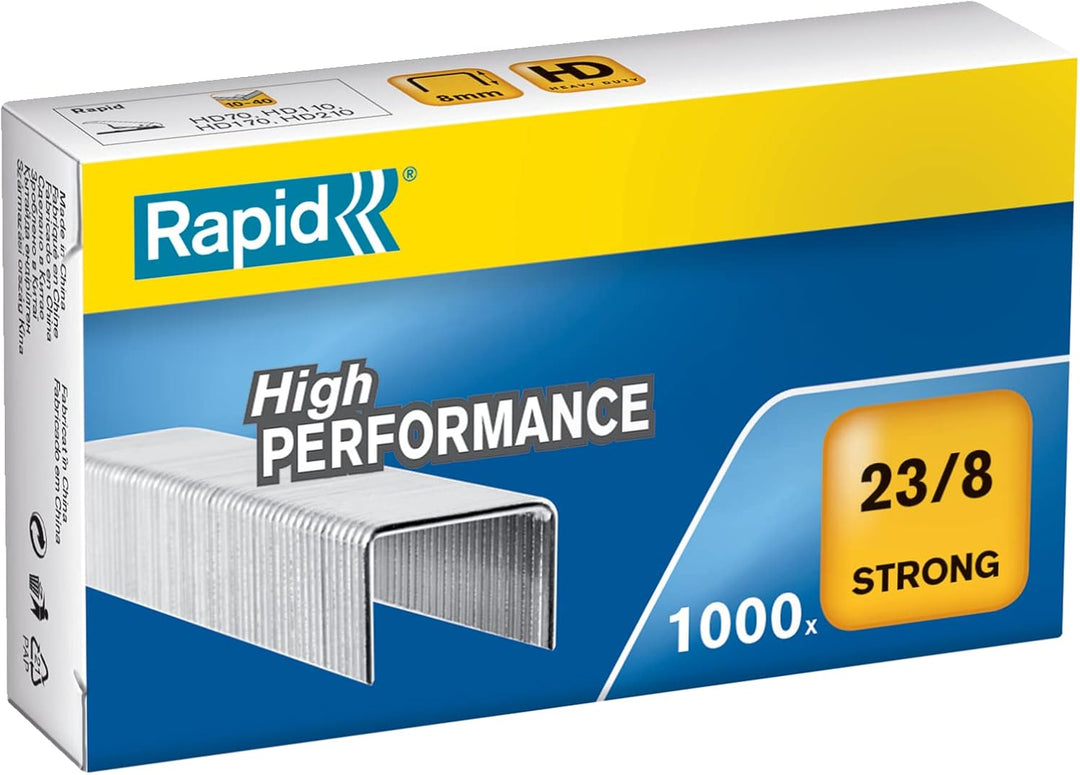 Rapid 23/8mm Strong Staples for Heavy Duty Stapling, 1000-Pack